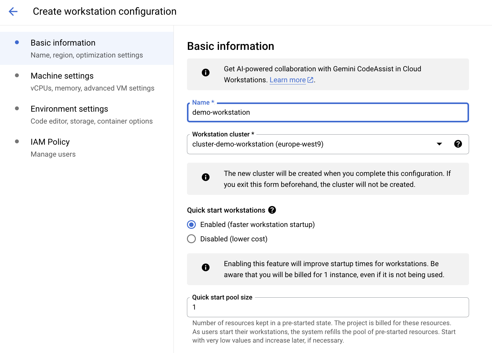 Workstation - create configuration