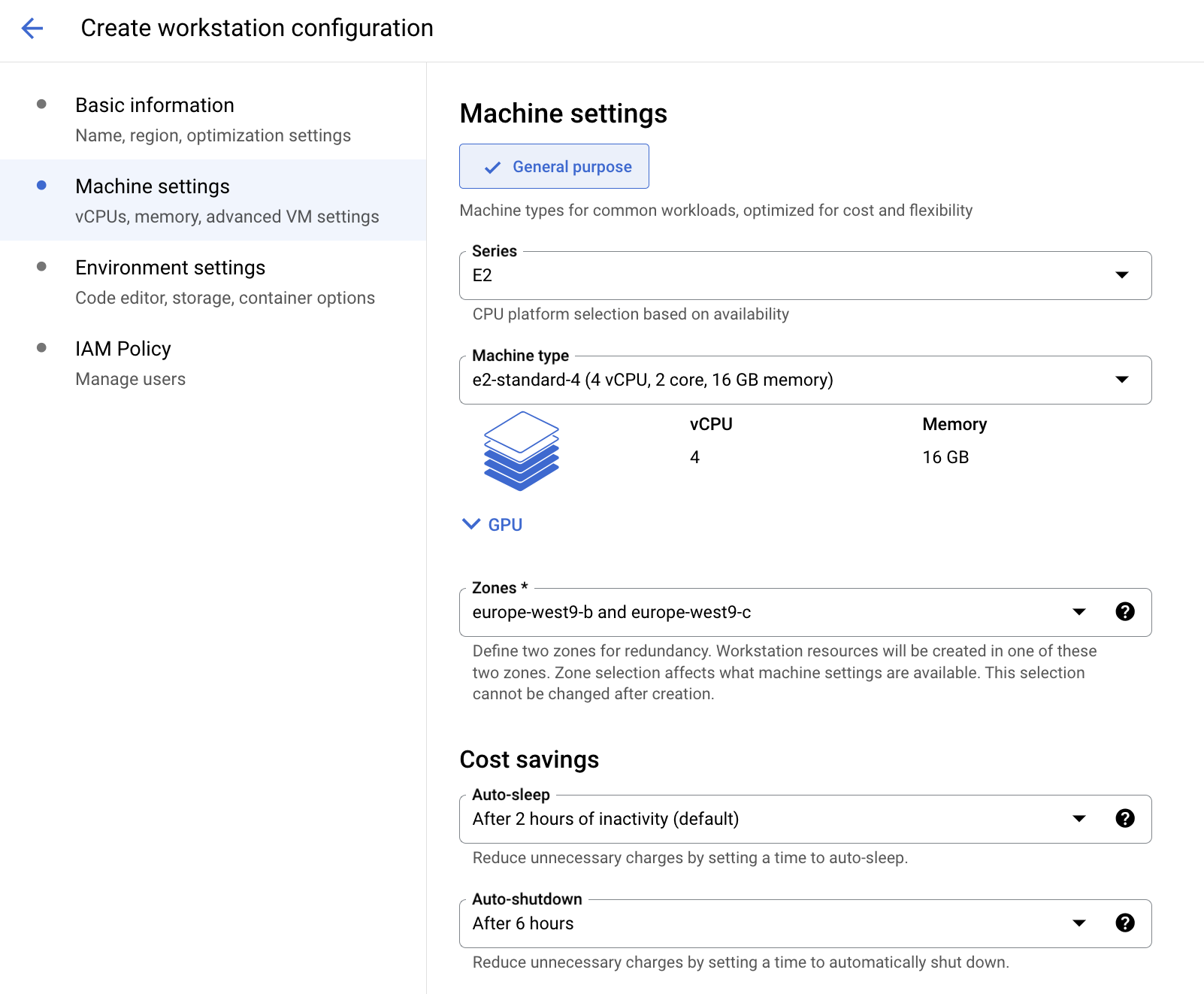 Workstation - machine configurtion